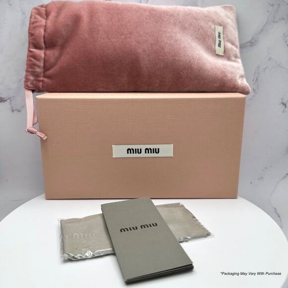 New MIU MIU Sunglasses Gold Dark Gray Lens Runway Wrap Rimless Authentic Miu Miu